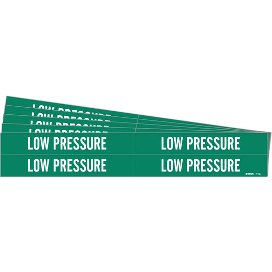 Brady "Low Pressure" Pipe Markers, Self-Adhesive, 1-1/8" H x 7" W, Black on Yellow