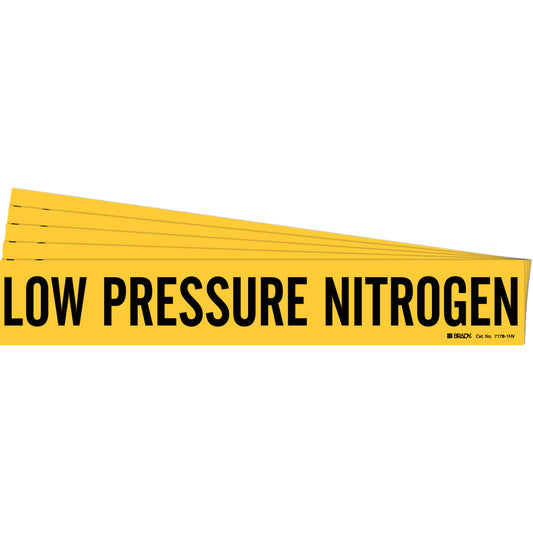Brady "Low Pressure Nitrogen" Pipe Marker, Self-Adhesive, 4" H x 24" W, Black on Yellow