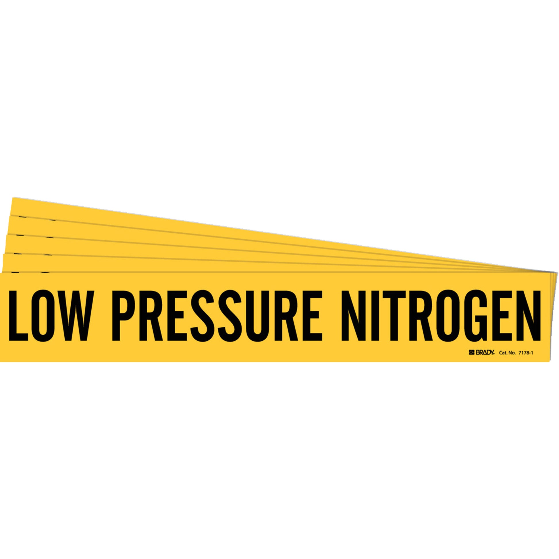 Brady "Low Pressure Nitrogen" Pipe Marker, Self-Adhesive, 2-1/4" H x 14" W, Black on Yellow
