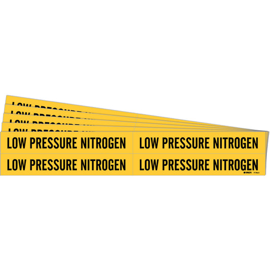 Brady "Low Pressure Nitrogen" Pipe Markers, Self-Adhesive, 1-1/8" H x 7" W, Black on Yellow