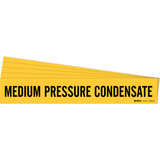 Brady "Medium Pressure Condensate" Pipe Marker, Self-Adhesive, 4" H x 24" W, Black on Yellow