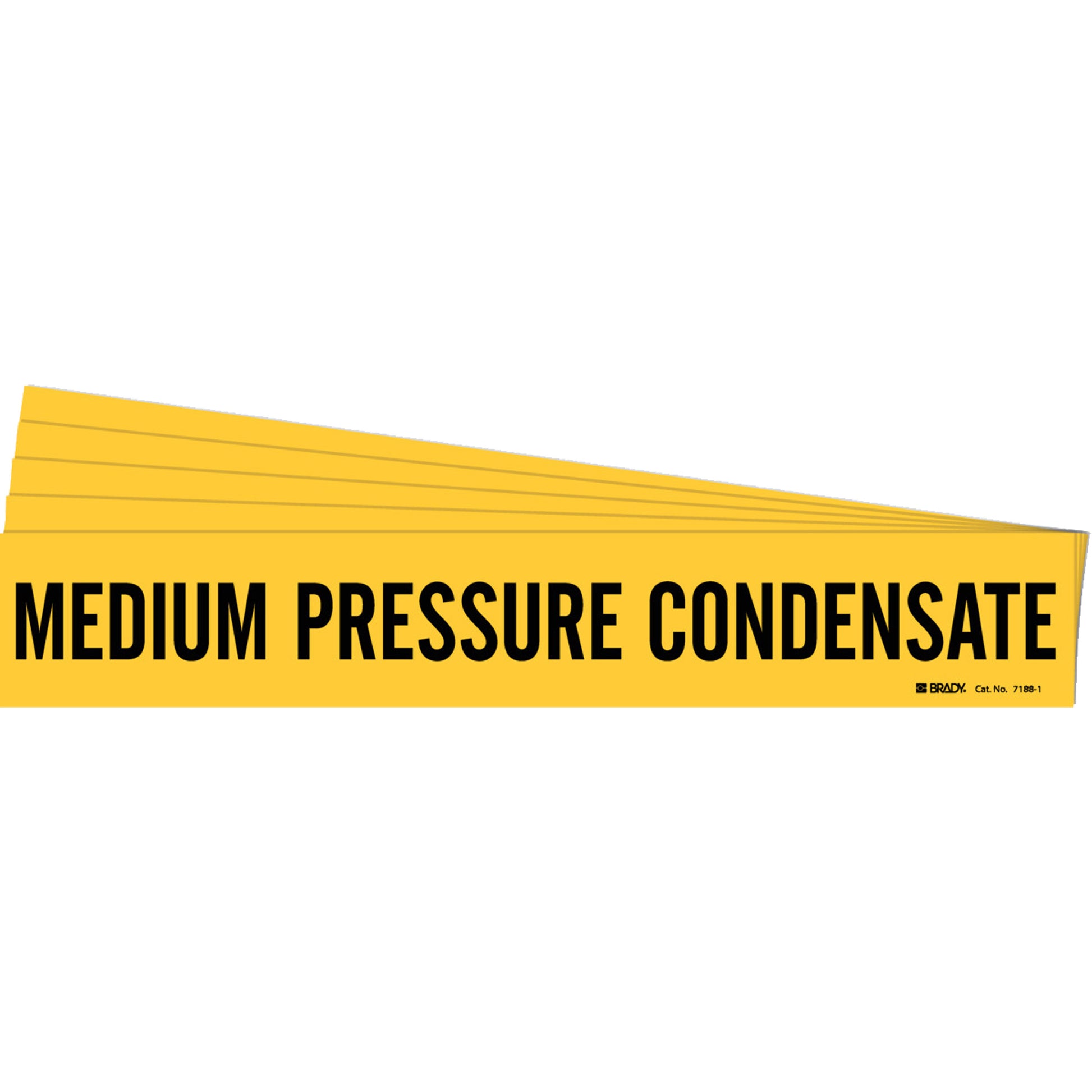 Brady "Medium Pressure Condensate" Pipe Marker, Self-Adhesive, 2-1/4" H x 14" W, Black on Yellow