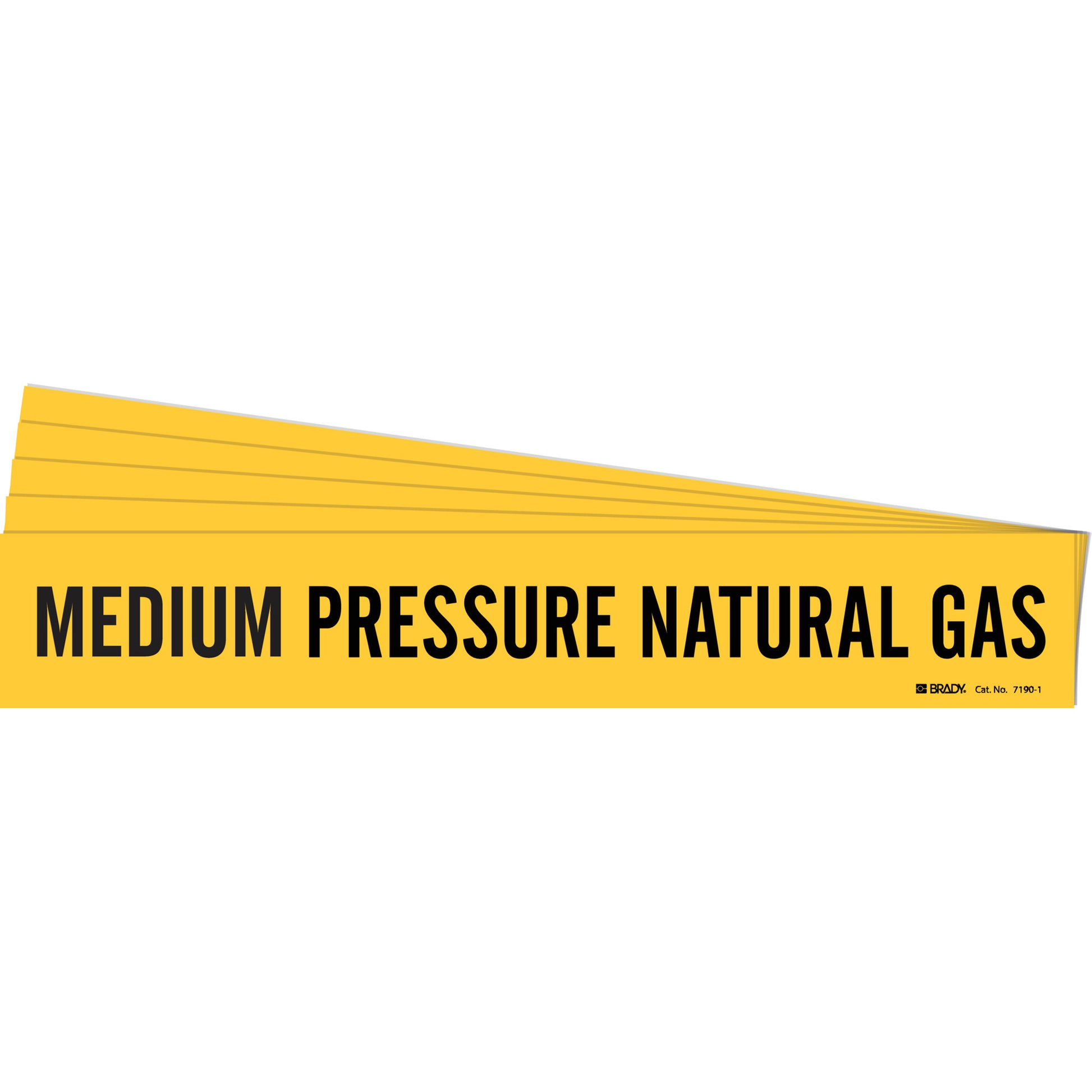Brady "Medium Pressure Natural Gas" Pipe Marker, Self-Adhesive, 2-1/4" H x 14" W, Black on Yellow