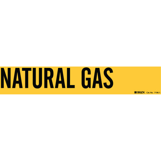 Brady "Natural Gas" Pipe Marker, Self-Adhesive, 2-1/4" H x 14" W, Black on Yellow