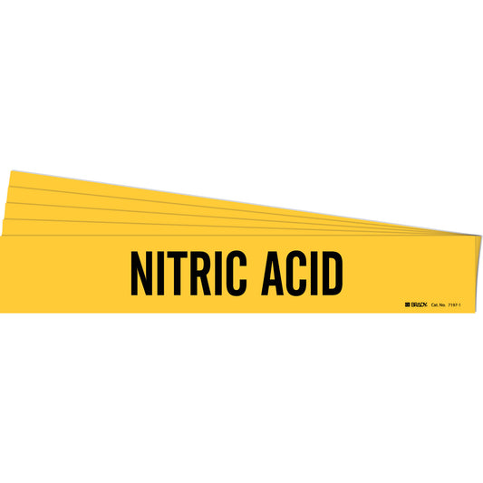Brady "Nitric Acid" Pipe Marker, Self-Adhesive, 2-1/4" H x 14" W, Black on Yellow