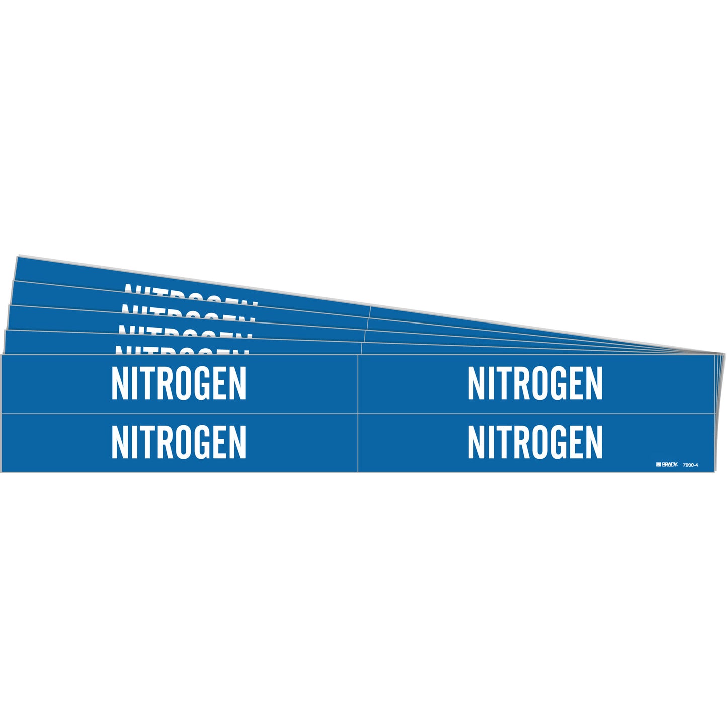 Brady "Nitrogen" Pipe Markers, Self-Adhesive, 1-1/8" H x 7" W, White on Blue