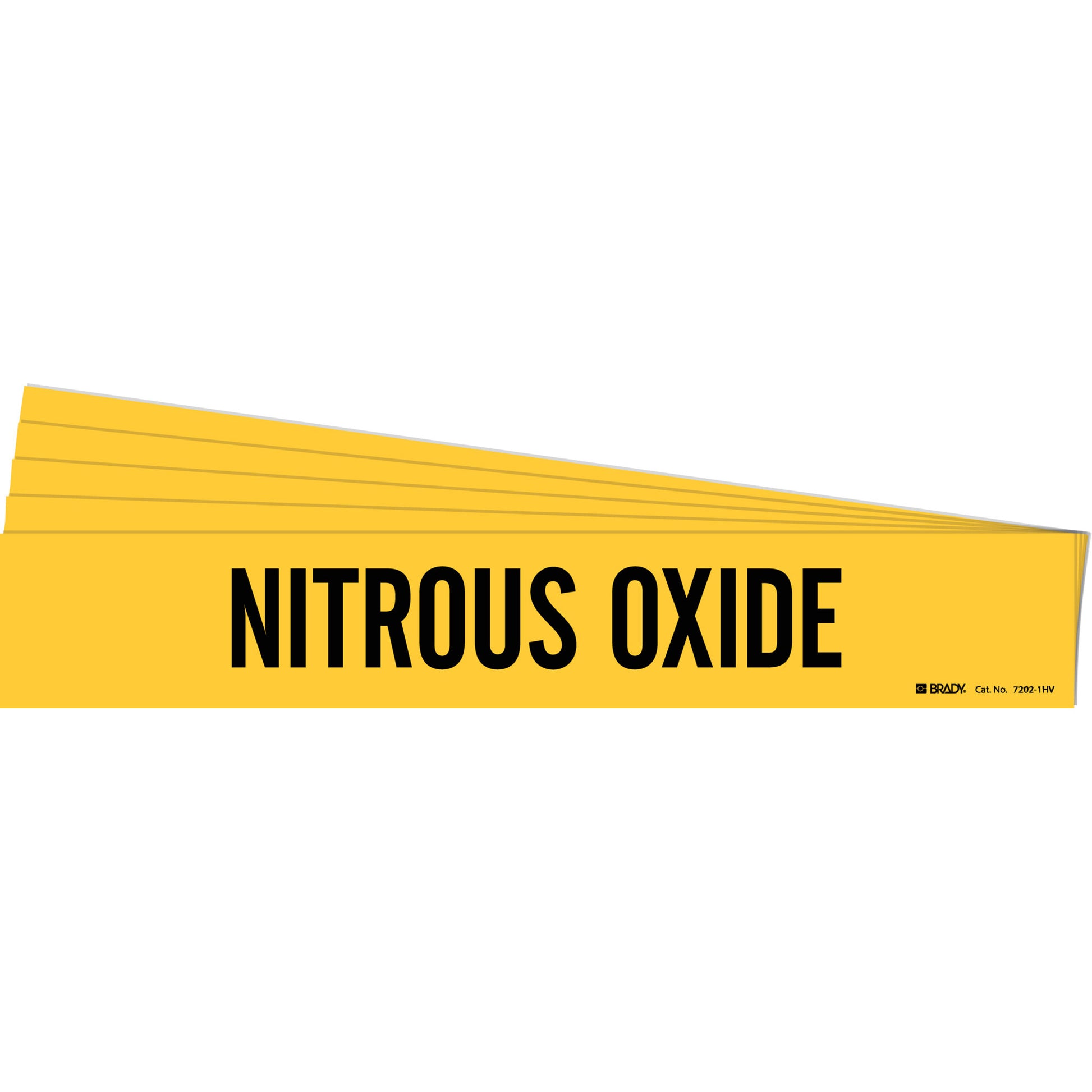 Brady "Nitrous Oxide" Pipe Marker, Self-Adhesive, 4" H x 24" W, Black on Yellow