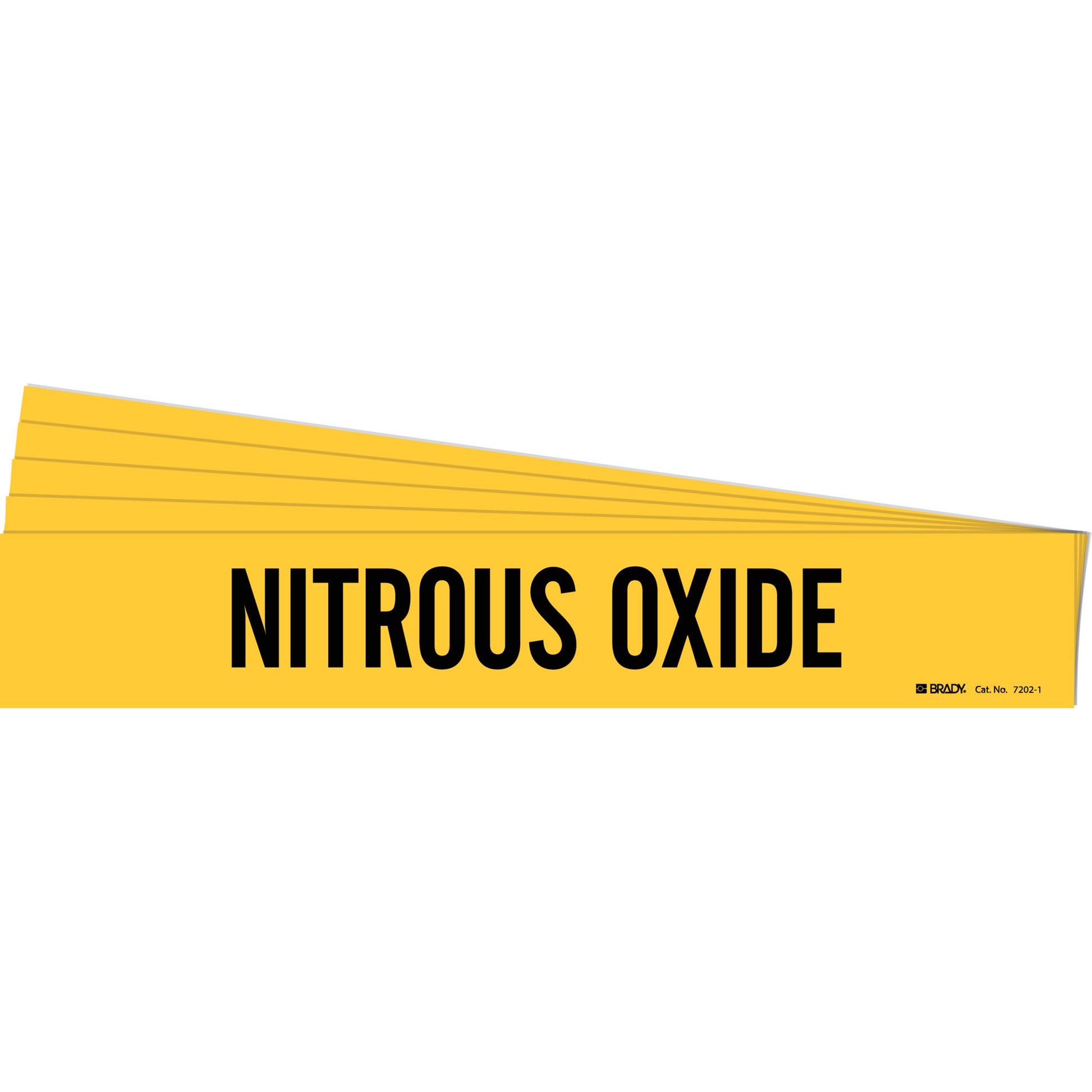 Brady "Nitrous Oxide" Pipe Marker, Self-Adhesive, 2-1/4" H x 14" W, Black on Yellow