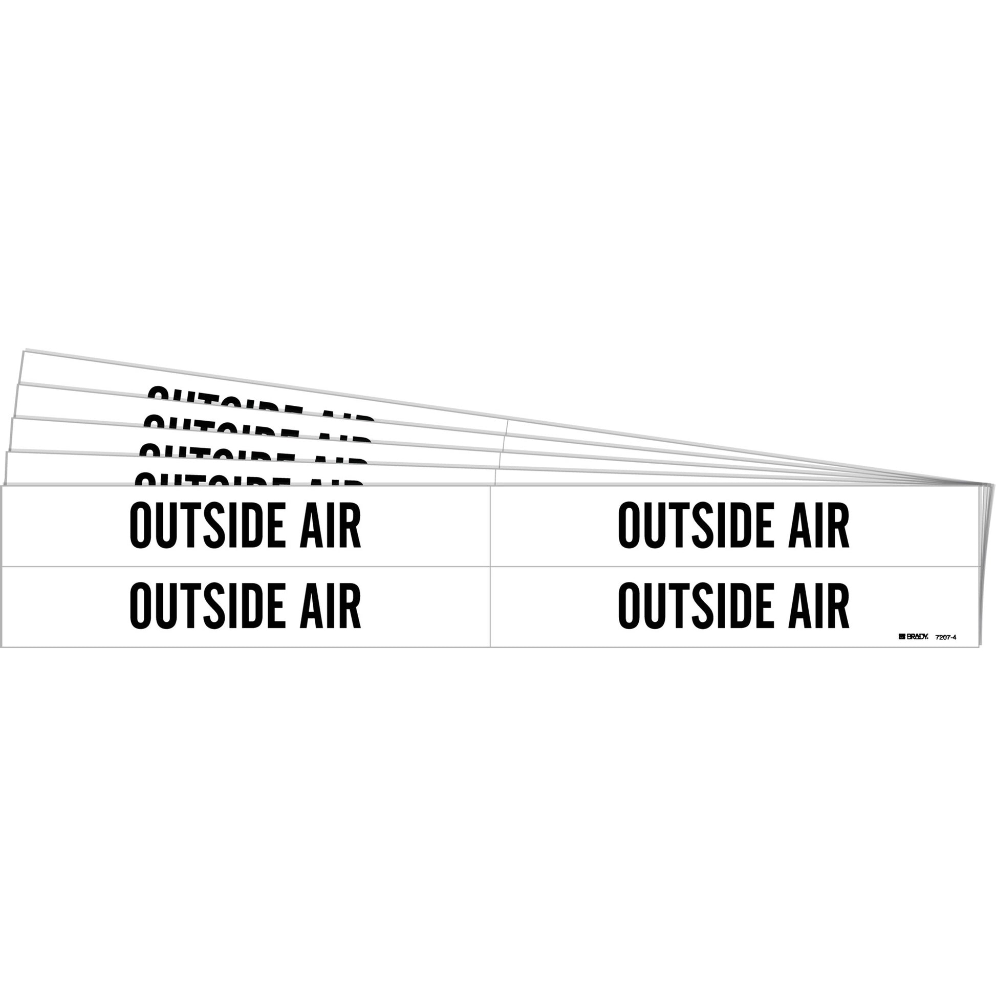Brady "Outside Air" Pipe Markers, Self-Adhesive, 1-1/8" H x 7" W, Black on White
