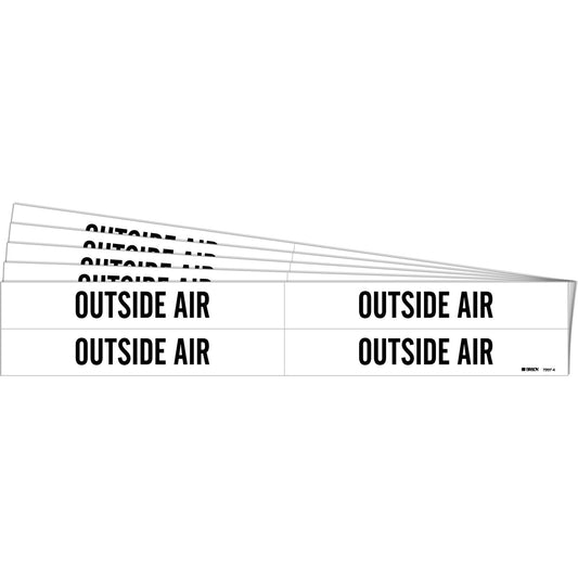 Brady "Outside Air" Pipe Markers, Self-Adhesive, 1-1/8" H x 7" W, Black on White