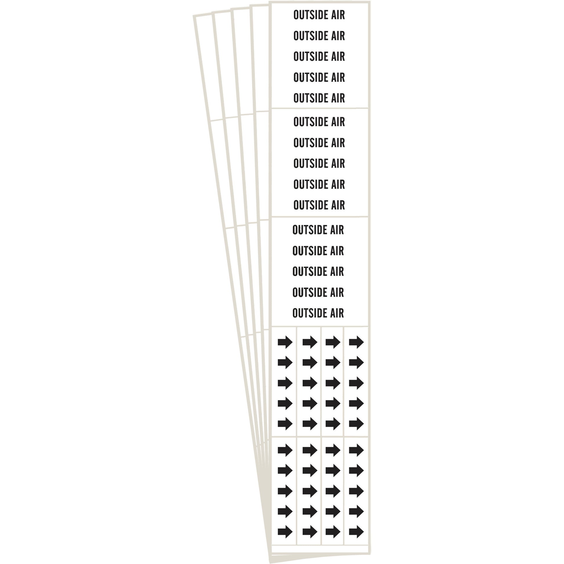 Brady "Outside Air" Pipe Markers, Self-Adhesive, 2-1/4" H x 2-3/4" W, Black on White