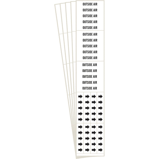 Brady "Outside Air" Pipe Markers, Self-Adhesive, 2-1/4" H x 2-3/4" W, Black on White