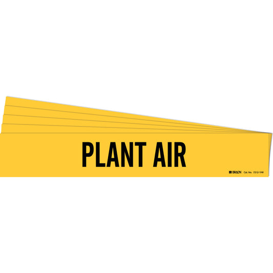 Brady "Plant Air" Pipe Marker, Self-Adhesive, 2-1/4" H x 14" W, Black on Yellow