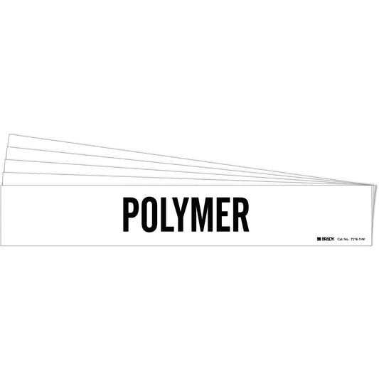 Brady "Polymer" Pipe Marker, Self-Adhesive, 4" H x 24" W, Black on White