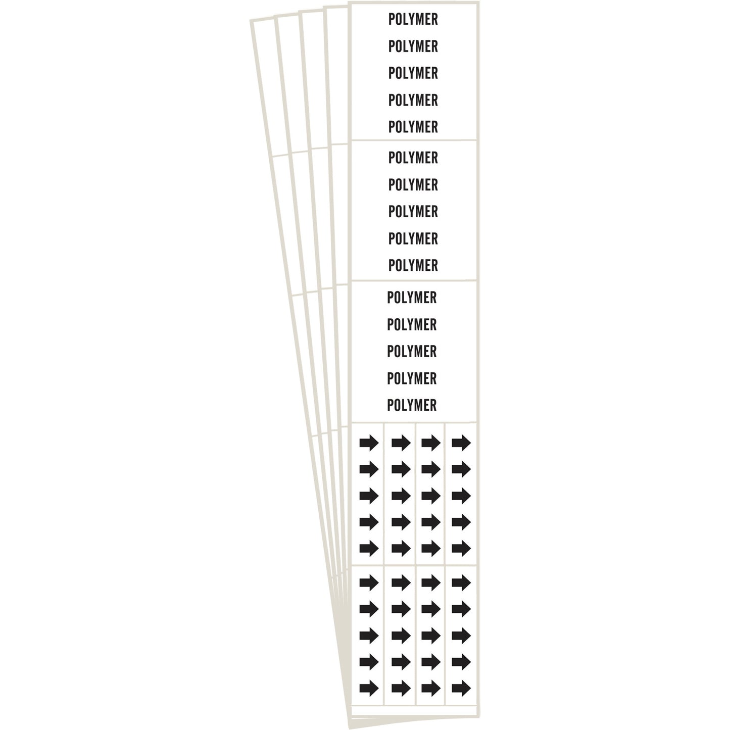 Brady "Polymer" Pipe Markers, Self-Adhesive, 2-1/4" H x 2-3/4" W, Black on White