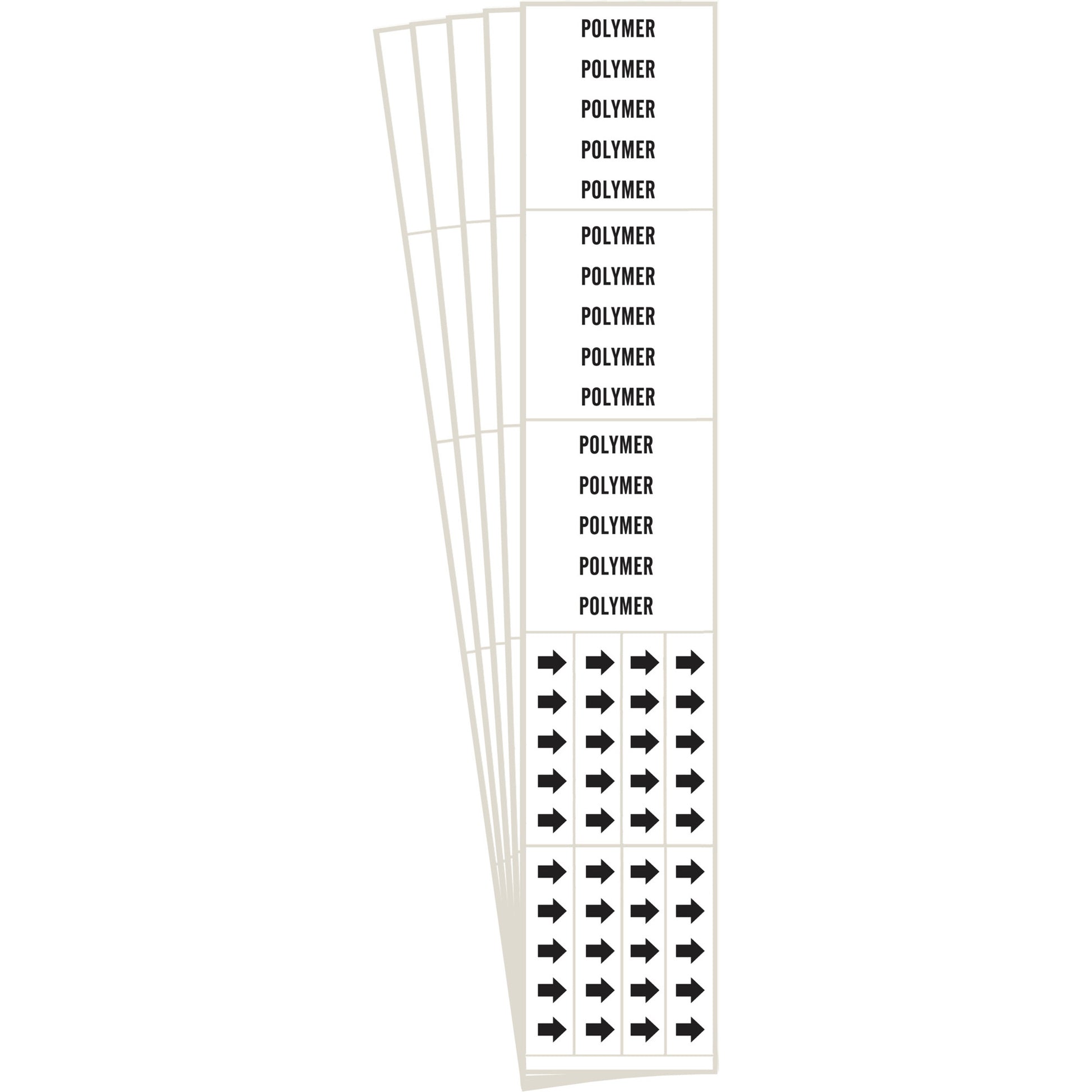 Brady "Polymer" Pipe Markers, Self-Adhesive, 2-1/4" H x 2-3/4" W, Black on White