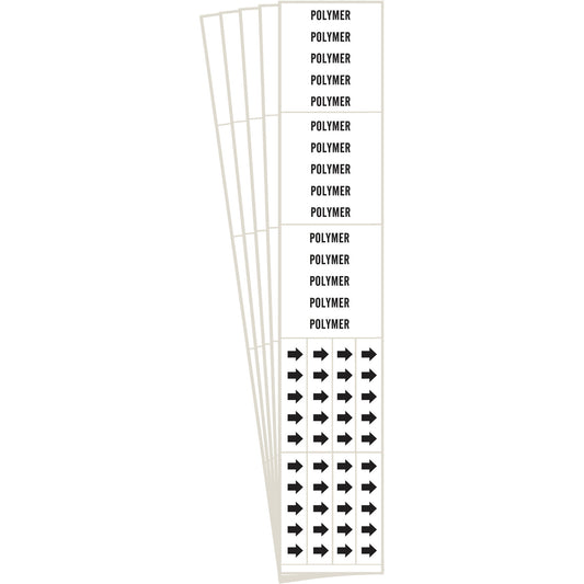 Brady "Polymer" Pipe Markers, Self-Adhesive, 2-1/4" H x 2-3/4" W, Black on White