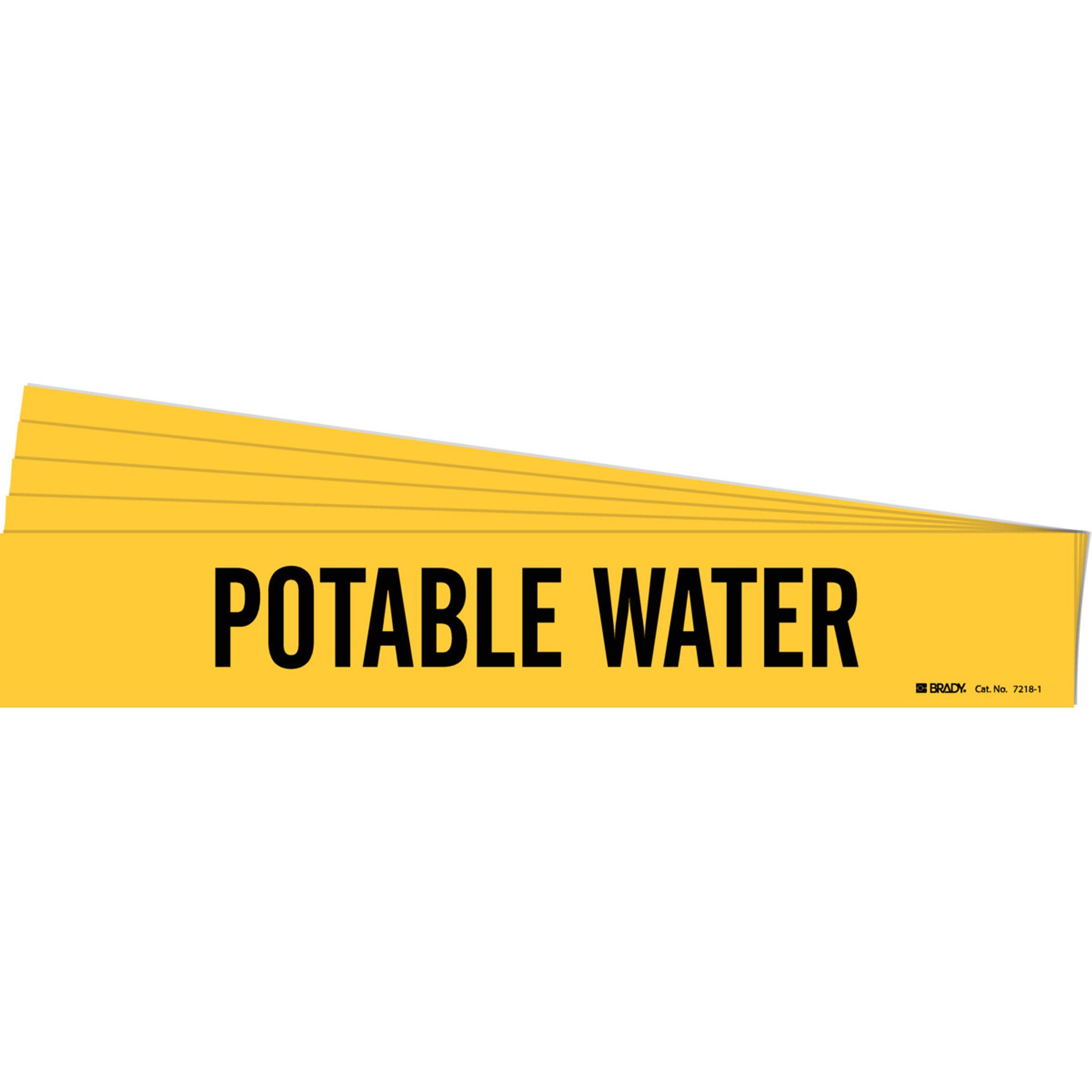Brady "Potable Water" Pipe Marker, Self-Adhesive, 2-1/4" H x 14" W, Black on Yellow