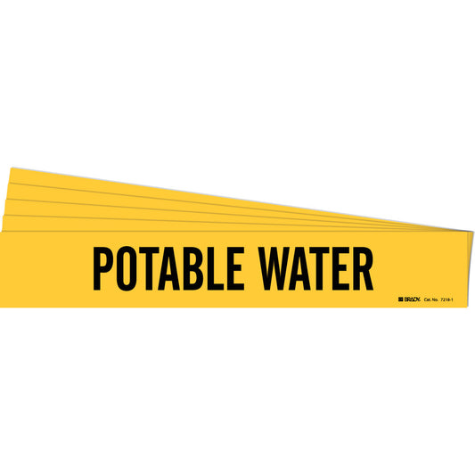 Brady "Potable Water" Pipe Marker, Self-Adhesive, 2-1/4" H x 14" W, Black on Yellow
