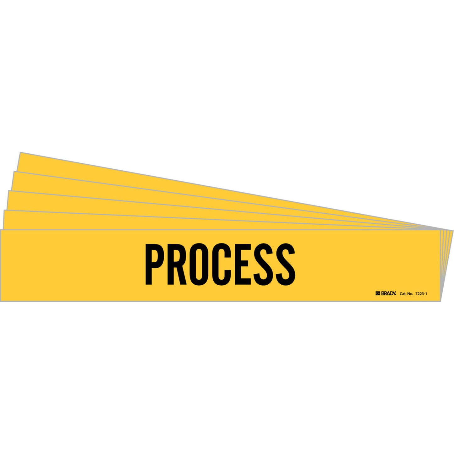 Brady "Process" Pipe Marker, Self-Adhesive, 2-1/4" H x 14" W, Black on Yellow