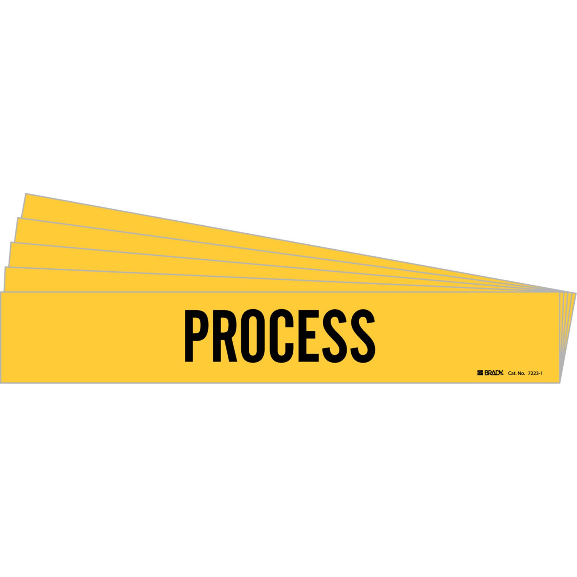 Brady "Process" Pipe Marker, Self-Adhesive, 2-1/4" H x 14" W, Black on Yellow