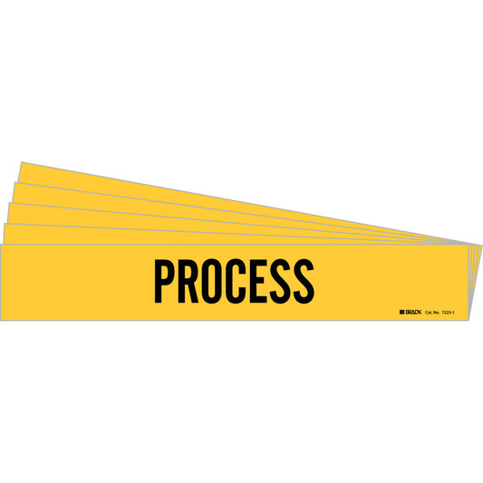 Brady "Process" Pipe Marker, Self-Adhesive, 2-1/4" H x 14" W, Black on Yellow