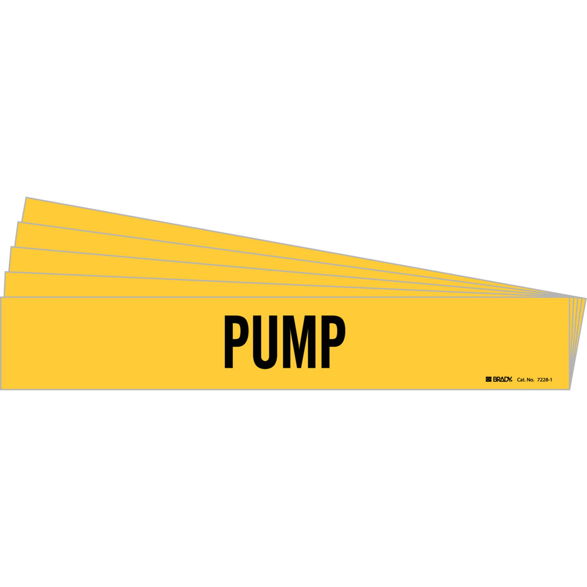 Brady "Pump" Pipe Marker, Self-Adhesive, 2-1/4" H x 14" W, Black on Yellow