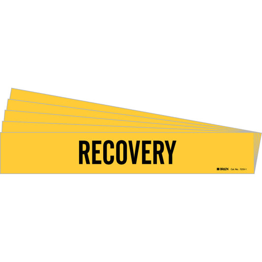 Brady "Recovery" Pipe Marker, Self-Adhesive, 2-1/4" H x 14" W, Black on Yellow