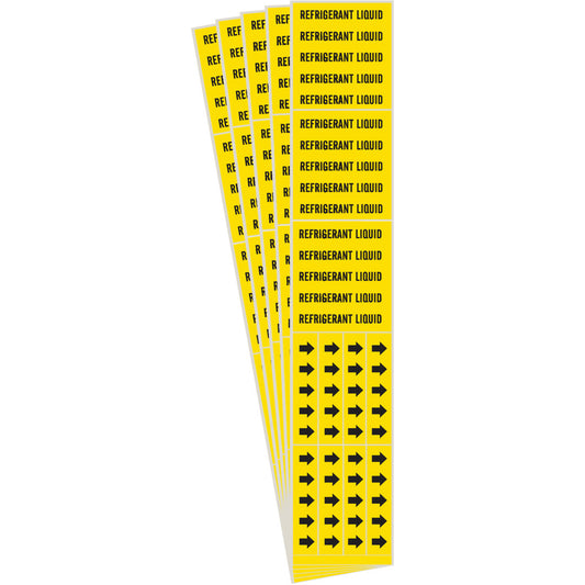 Brady "Refrigerant Liquid" Pipe Markers, Self-Adhesive, 2-1/4" H x 2-3/4" W, Black on Yellow
