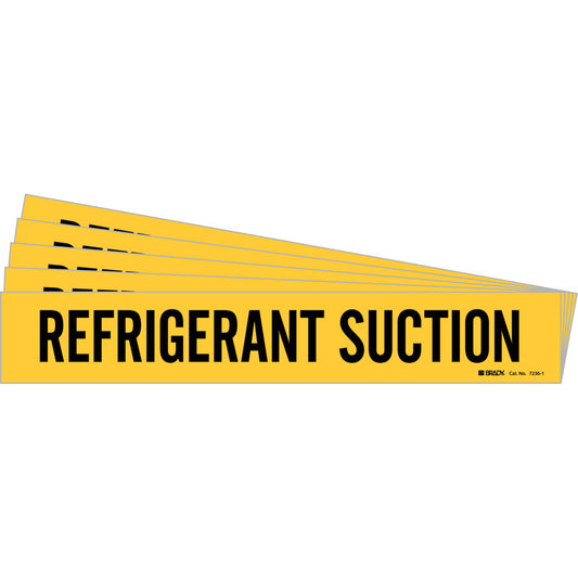 Brady "Refrigerant Suction" Pipe Marker, Self-Adhesive, 1-1/8" H x 7" W, Black on Yellow