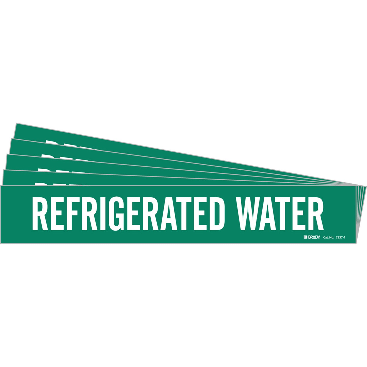 Brady "Refrigerated Water" Pipe Marker, Self-Adhesive, 2-1/4" H x 14" W, White on Green