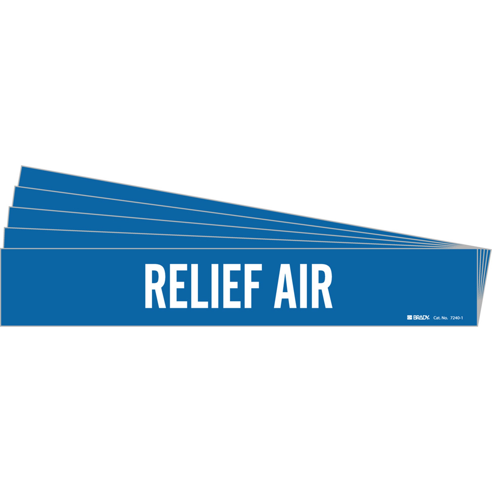 Brady "Relief" Pipe Marker, Self-Adhesive, 2-1/4" H x 14" W, White on Blue
