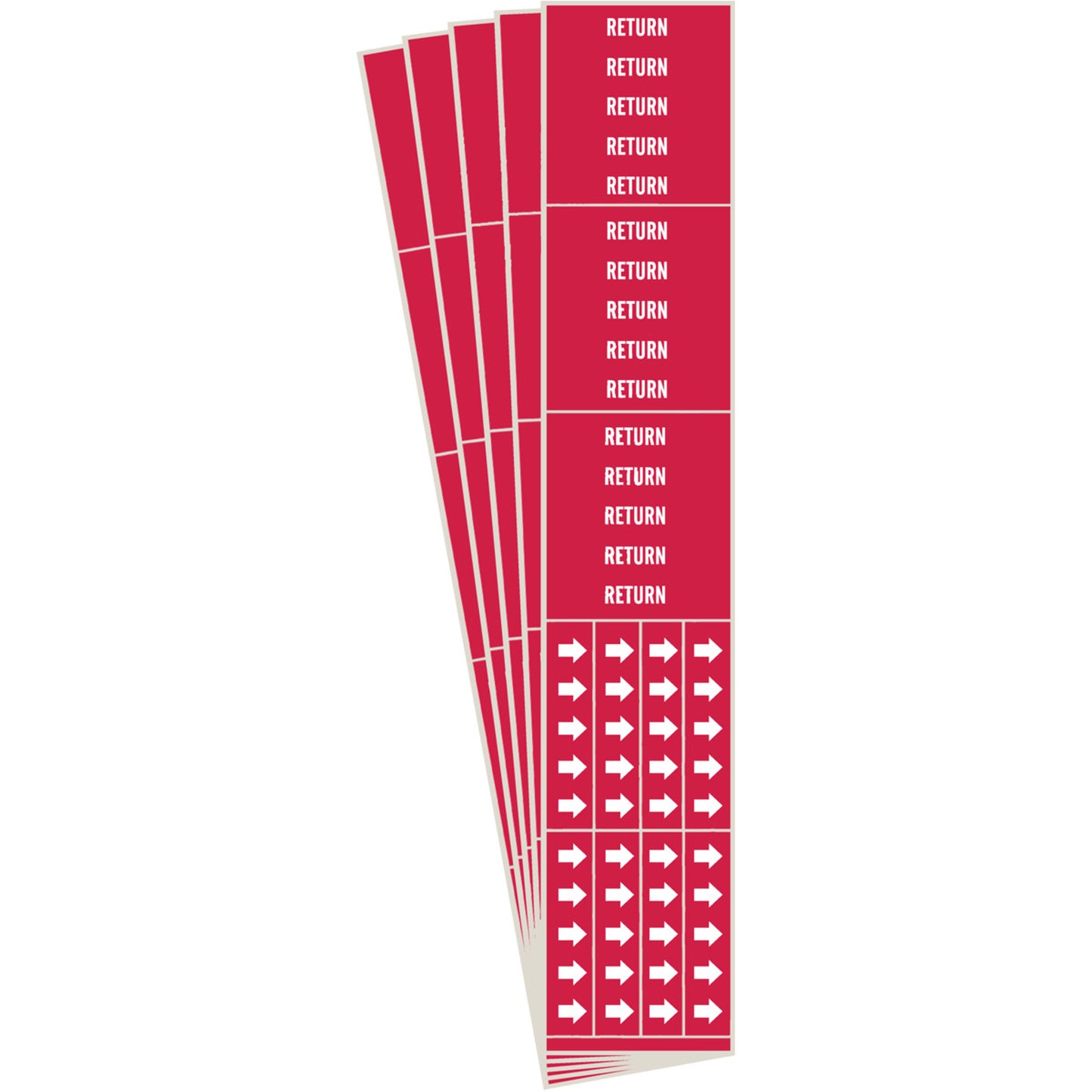 Brady "Return" Pipe Markers, Self-Adhesive, 2-1/4" H x 2-3/4" W, White on Red
