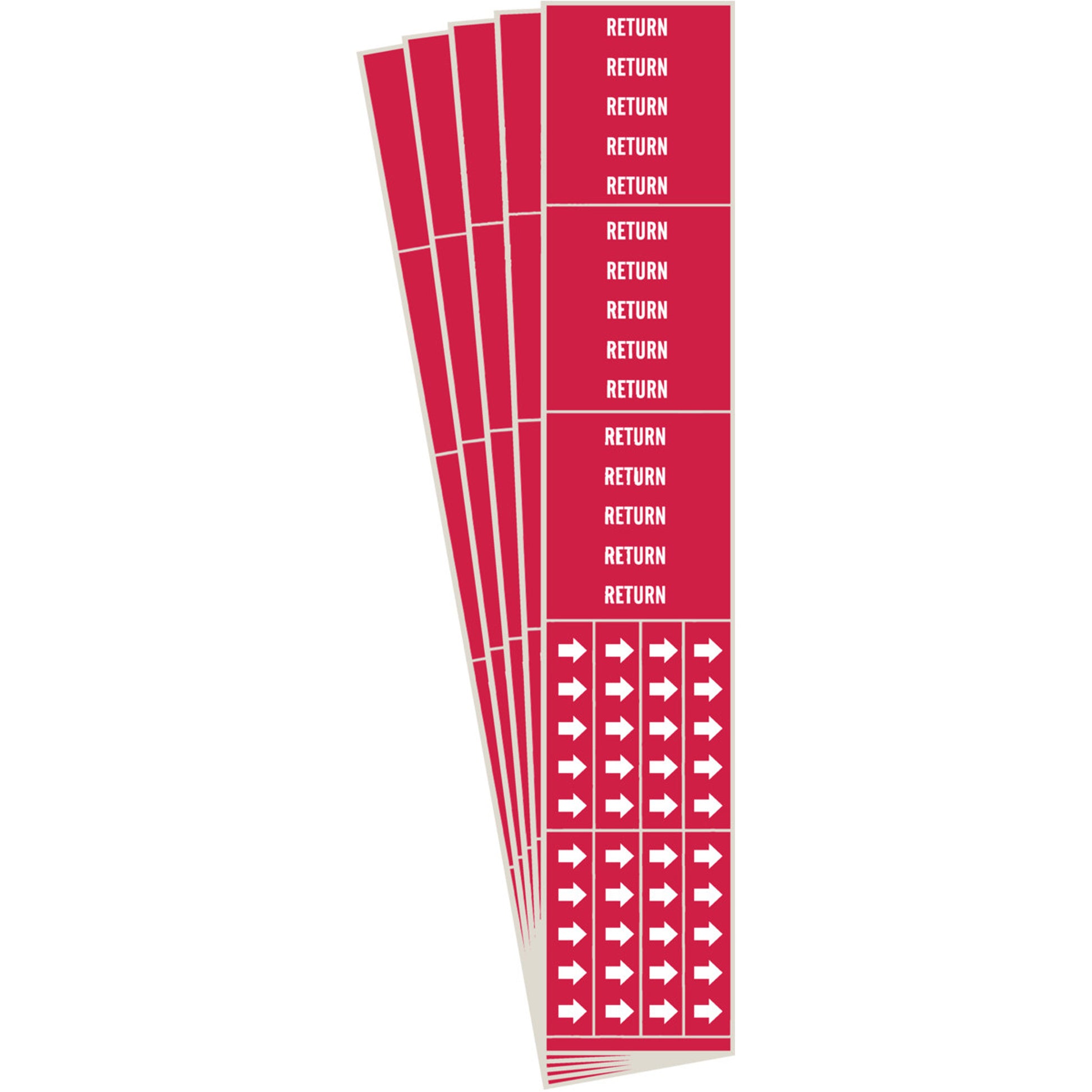 Brady "Return" Pipe Markers, Self-Adhesive, 2-1/4" H x 2-3/4" W, White on Red