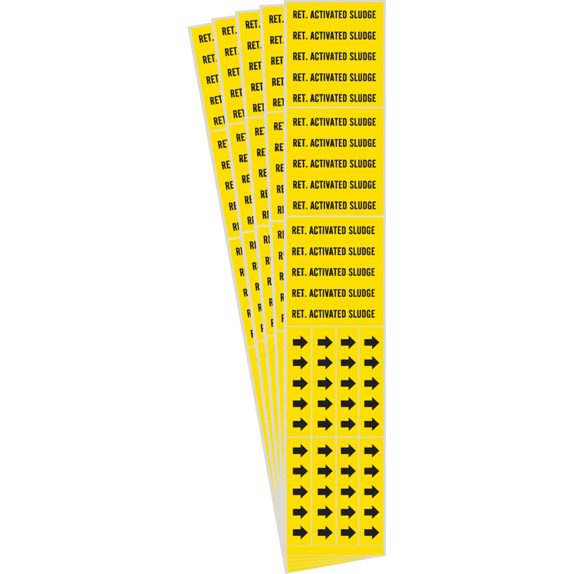 Brady "Activated Sludge" Pipe Marker, Self-Adhesive, 2-1/4" H x 2-3/4" W, Black on Yellow