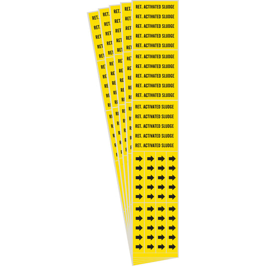 Brady "Activated Sludge" Pipe Marker, Self-Adhesive, 2-1/4" H x 2-3/4" W, Black on Yellow