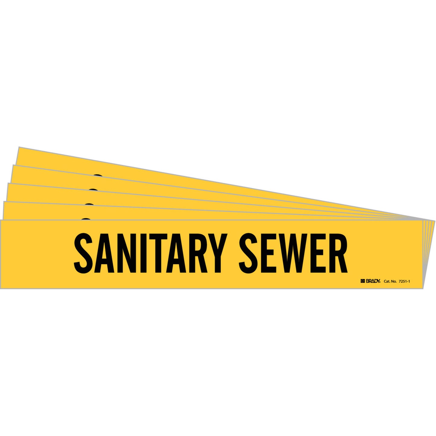 Brady "Sanitary Sewer" Pipe Marker, Self-Adhesive, 2-1/4" H x 14" W, Black on Yellow