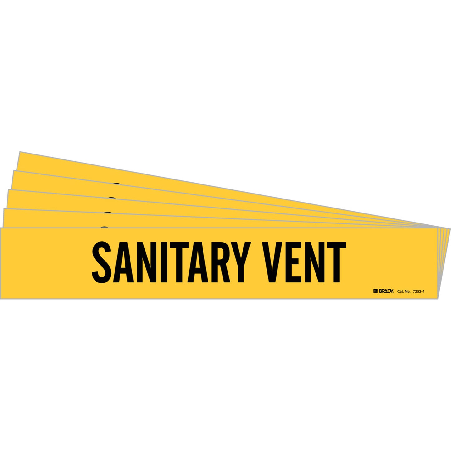 Brady "Sanitary Vent" Pipe Marker, Self-Adhesive, 2-1/4" H x 14" W, Black on Yellow