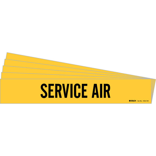 Brady "Service Air" Pipe Marker, Self-Adhesive, 4" H x 24" W, Black on Yellow
