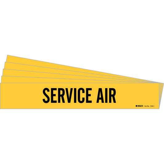 Brady "Service Air" Pipe Marker, Self-Adhesive, 2-1/4" H x 14" W, Black on Yellow