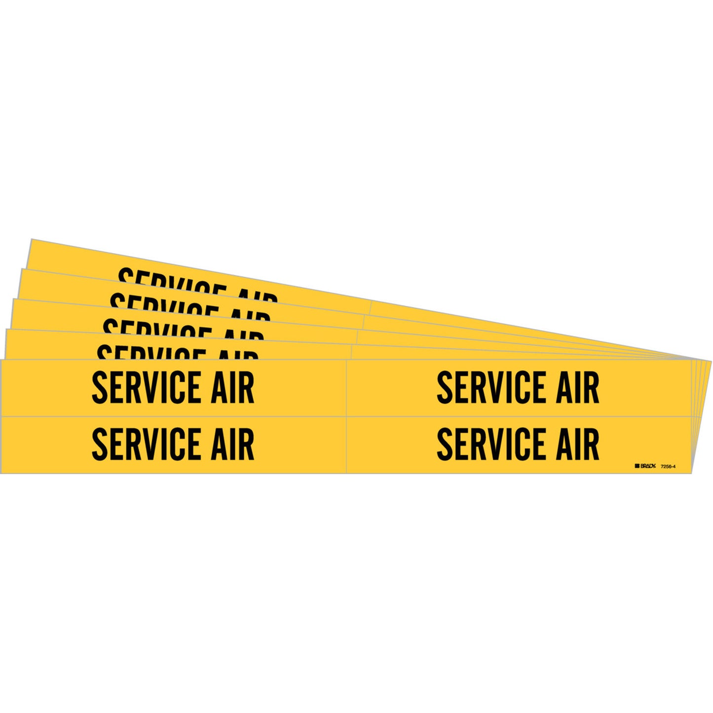 Brady "Service Air" Pipe Markers, Self-Adhesive, 1-1/8" H x 7" W, Black on Yellow