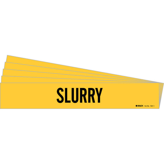 Brady "Slurry" Pipe Marker, Self-Adhesive, 2-1/4" H x 14" W, Black on Yellow