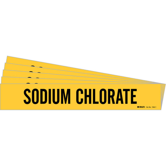 Brady "Sodium Chlorate" Pipe Marker, Self-Adhesive, 2-1/4" H x 14" W, Black on Yellow