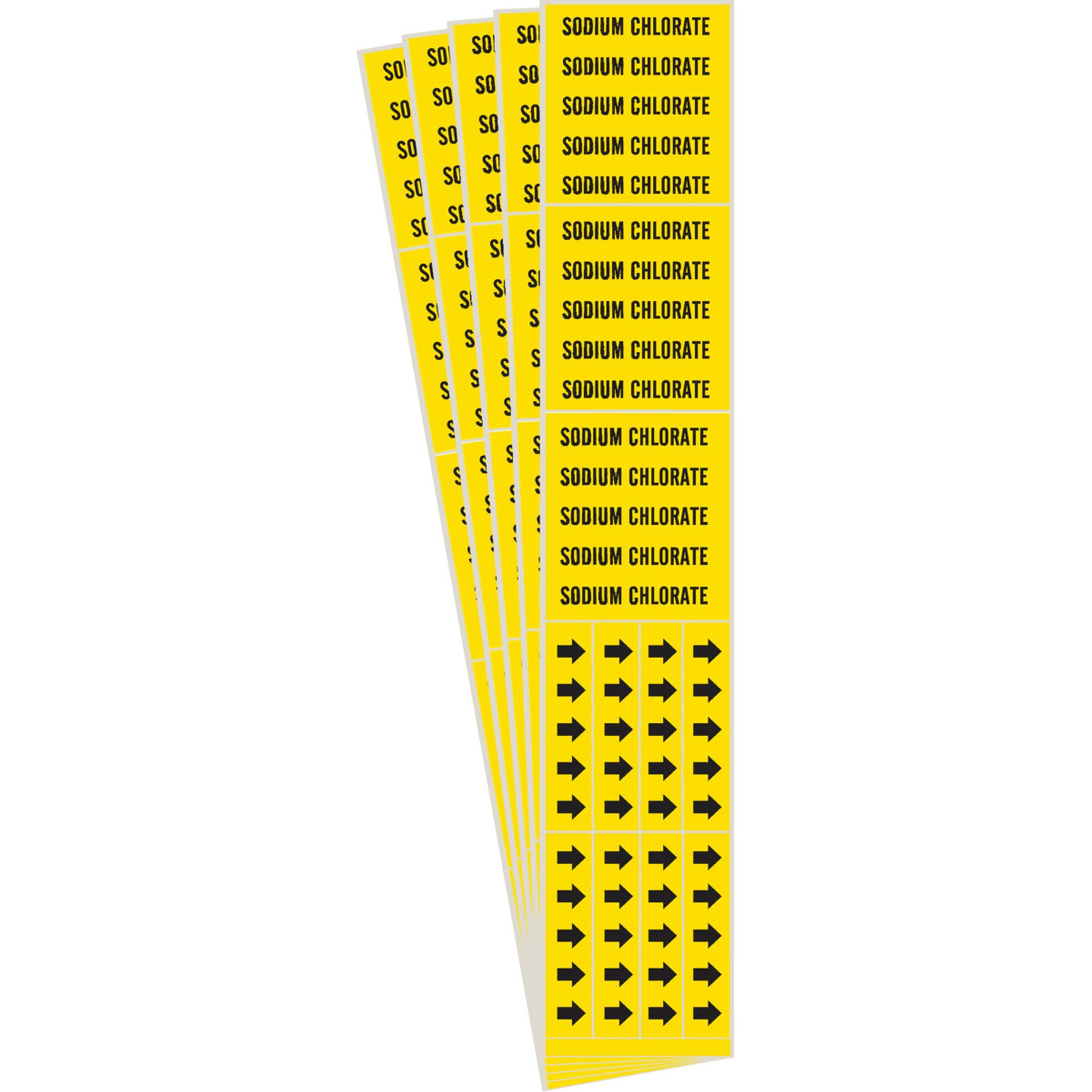 Brady "Sodium Chlorate" Pipe Markers, Self-Adhesive, 2-1/4" H x 2-3/4" W, Black on Yellow