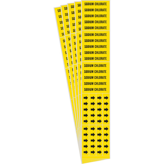 Brady "Sodium Chlorate" Pipe Markers, Self-Adhesive, 2-1/4" H x 2-3/4" W, Black on Yellow