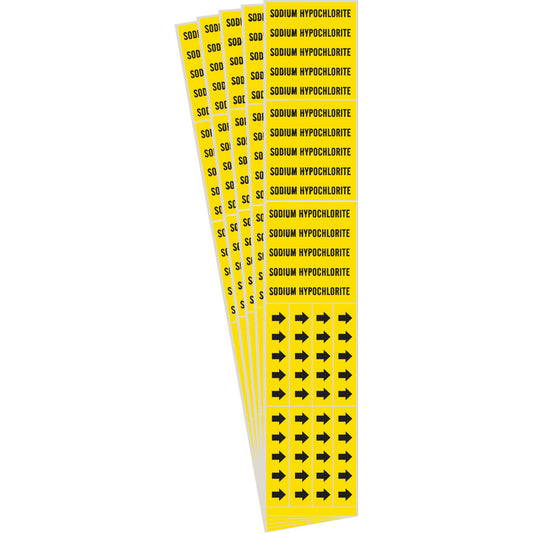 Brady "Sodium Hypochlorite" Pipe Markers, Self-Adhesive, 2-1/4" H x 2-3/4" W, Black on Yellow