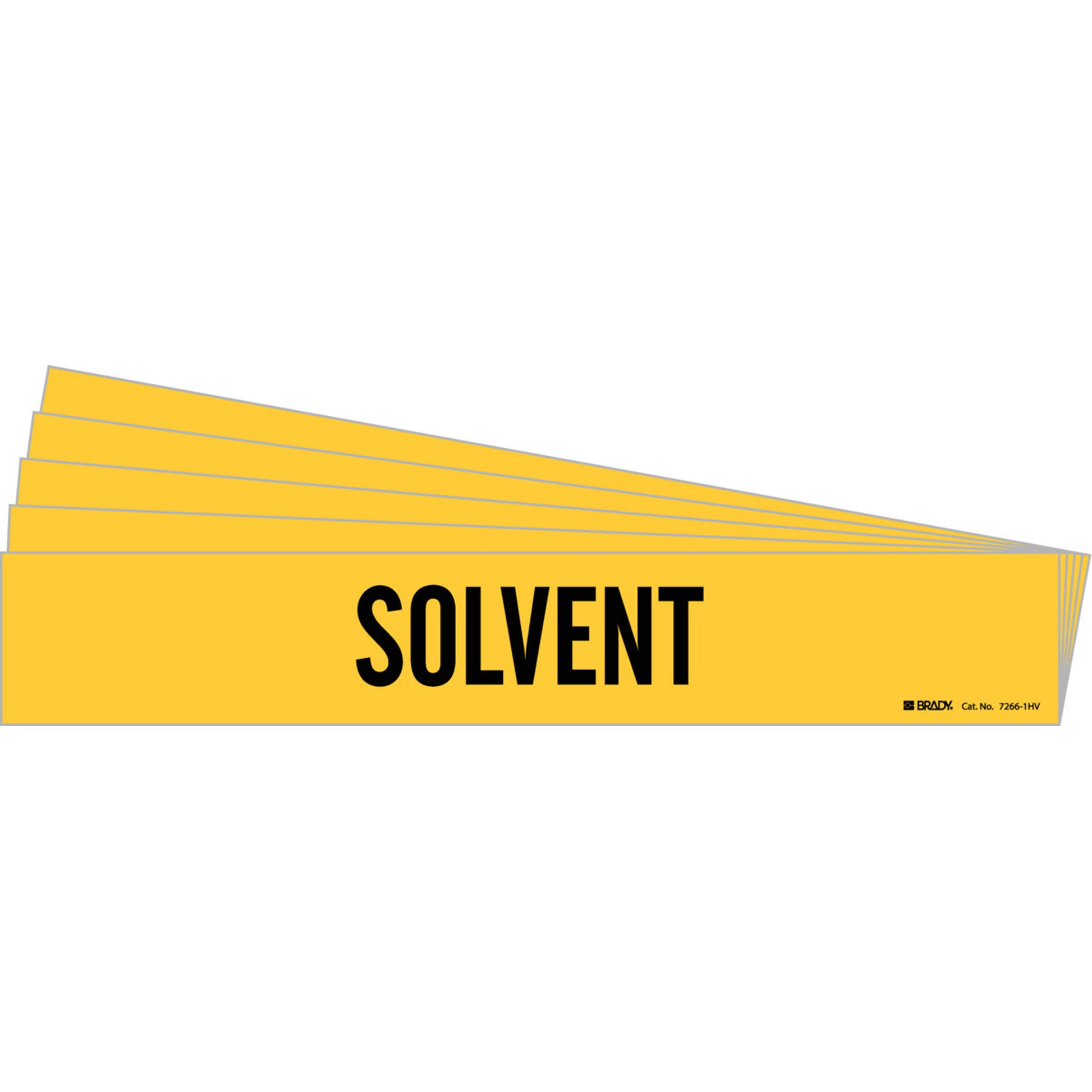 Brady "Solvent" Pipe Marker, Self-Adhesive, 4" H x 24" W, Black on Yellow
