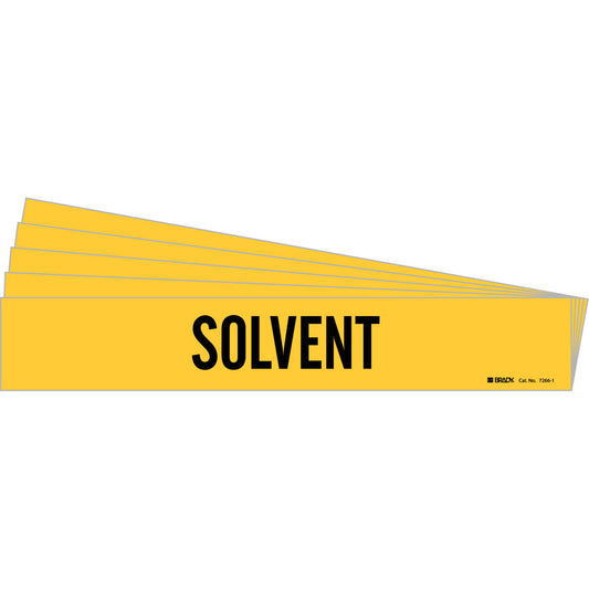 Brady "Solvent" Pipe Marker, Self-Adhesive, 2-1/4" H x 14" W, Black on Yellow