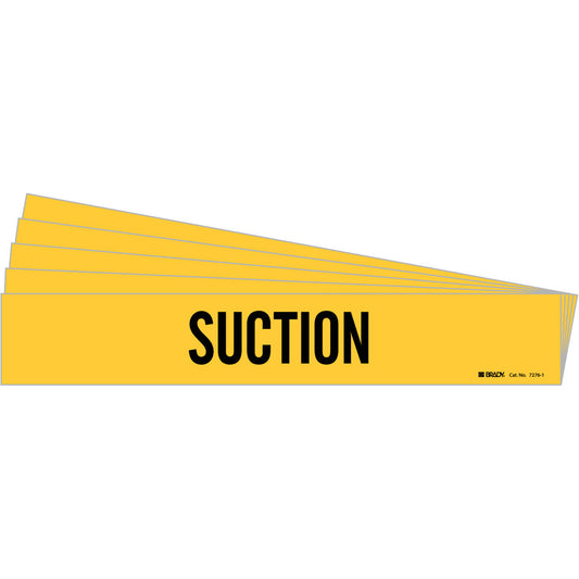 Brady "Suction" Pipe Marker, Self-Adhesive, 2-1/4" H x 14" W, Black on Yellow