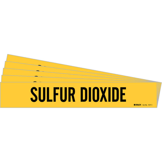 Brady "Sulfur Dioxide" Pipe Marker, Self-Adhesive, 2-1/4" H x 14" W, Black on Yellow